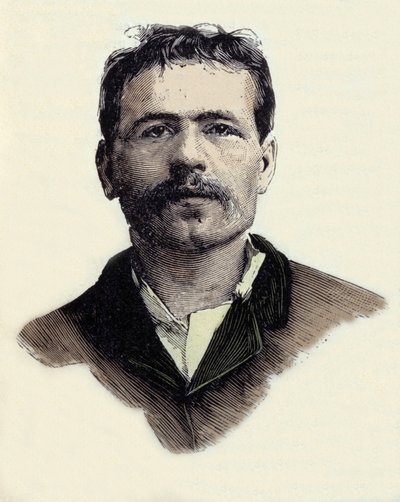 Portret van Francois Claudius Koenigstein (1859-1892), Franse anarchistische terroristische activist. Gravure uit de 19e eeuw door Unknown artist