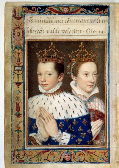 Portret van Frans II (1544-1560) en Marie Stuart (1542-1587) koning en koningin van Frankrijk door Unknown artist