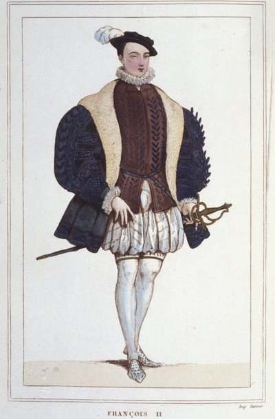Portret van Francois II (1544 - 1560), Koning van Frankrijk, gravure uit 1830 door Unknown artist