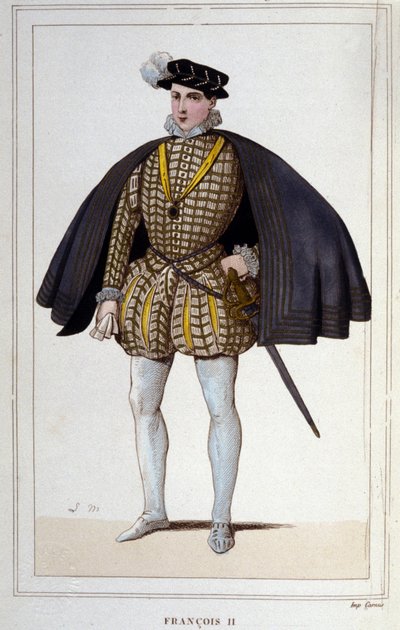 Portret van Francois II (1544 - 1560), Koning van Frankrijk gravure uit 1830 door Unknown artist