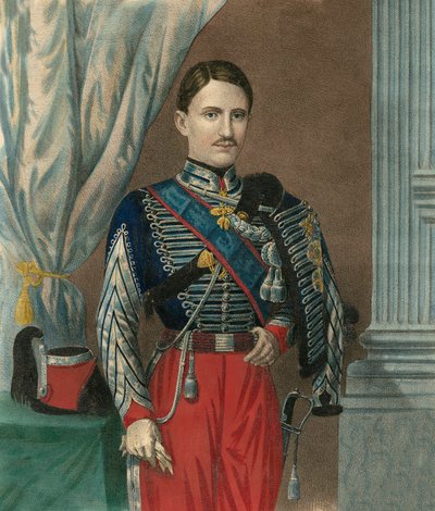 Portret van François II koning van de Twee Siciliën (Francesco II delle Due Sicilie) (1836-1894) met de ketting van de Orde van het Gulden Vlies - Portret van François II van de Twee Siciliën (1836-1894), koning van het Koninkrijk der Twee Siciliën door Unknown artist