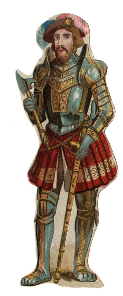 Portret van Francois I (1494 - 1547), koning van Frankrijk. Chromolithografie, eind 19e eeuw. door Unknown artist