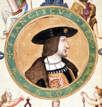 Portret van Francois I, miniatuur uit de 16e eeuw. door Unknown artist