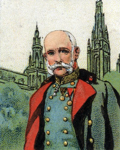 Portret van Frans Jozef I (1830-1916) Keizer van Oostenrijk. Chromolithografie door Unknown artist