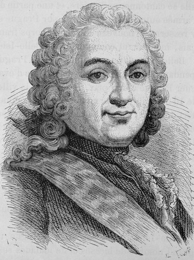 Portret van François de Chevert (1695 - 1769). Gravure van het einde van de 19e eeuw in 