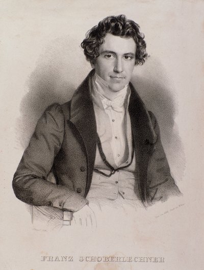 Portret van Franz Schoberlechner (gravure) door Unknown artist