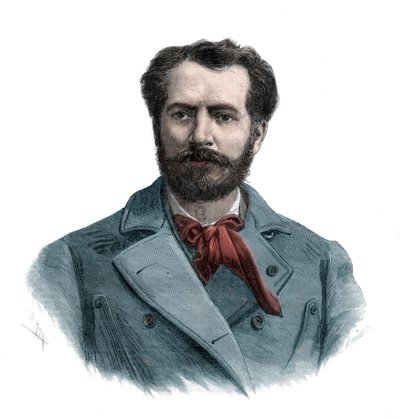 Portret van Frédéric Auguste Bartholdi (1834-1904), Franse beeldhouwer - gravure 1883 door Unknown artist