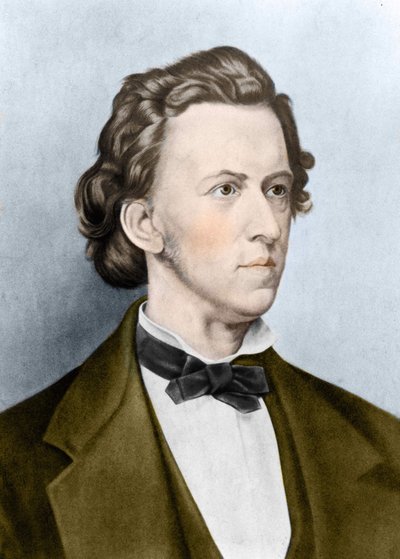 Portret van Frédéric Chopin (1810-1849), Poolse componist. door Unknown artist