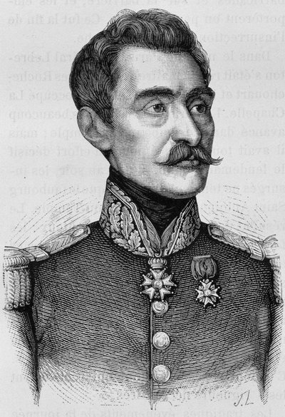 Portret van Generaal Bréa. Gravure van het einde van de 19e eeuw in 