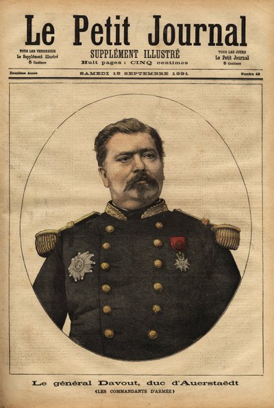 Portret van generaal Leopold Davout, hertog van Auerstaedt (1829-1904), stafchef van het Franse leger, die deelnam aan de ramp van de Frans-Pruisische oorlog (1870) van Napoleon III (1808-1873). Gravure in 