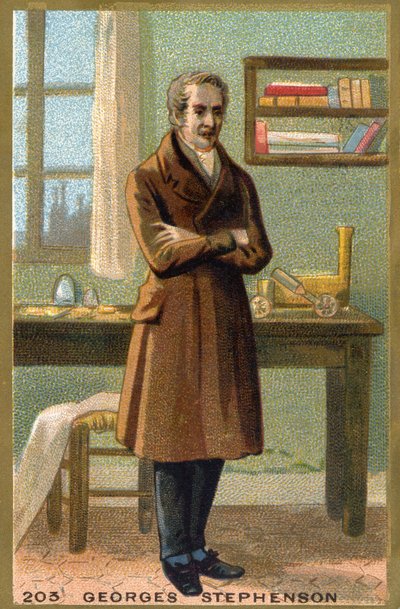 Portret van George Stephenson (1781-1848), Britse ingenieur. door Unknown artist