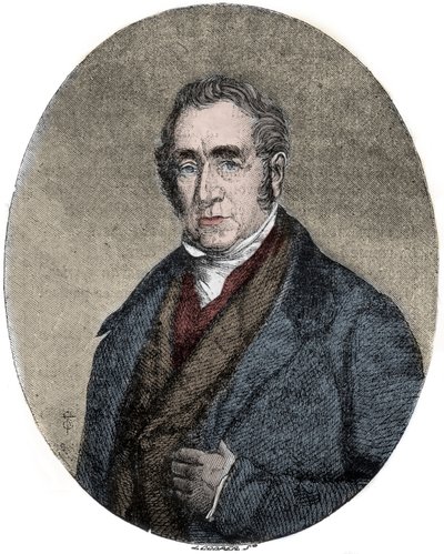 Portret van George Stephenson (1781-1848), Britse ingenieur en pionier van spoorweglocomotieven door Unknown artist