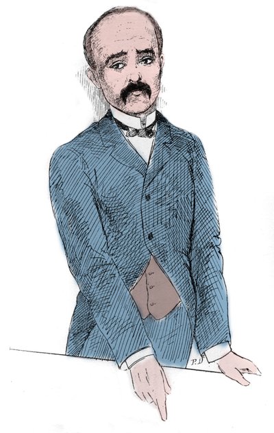 Portret van Georges Benjamin Clemenceau (1841-1929) Franse politicus tijdens de discussies over de kwestie Tonkin en Frankrijk. Gravure in 