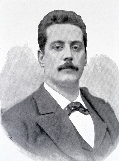 Portret van Giacomo Puccini, Italiaanse componist (1858-1924), gravure 19e eeuw door Unknown artist