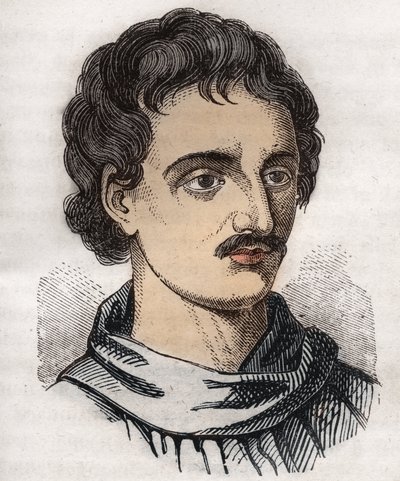 Portret van Giordano Bruno (1548-1600) Italiaanse Dominicaanse monnik, filosoof, wiskundige, dichter en astroloog door Unknown artist