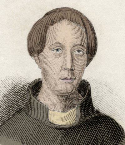 Portret van Giraud de Barri, of Giraud de Cambrian (ca. 1145-ca. 1223), een Welshe geestelijke en historicus. Ook wel Gerald van Wales en Gerald Barry genoemd. Gravure uit de 19e eeuw. door Unknown artist