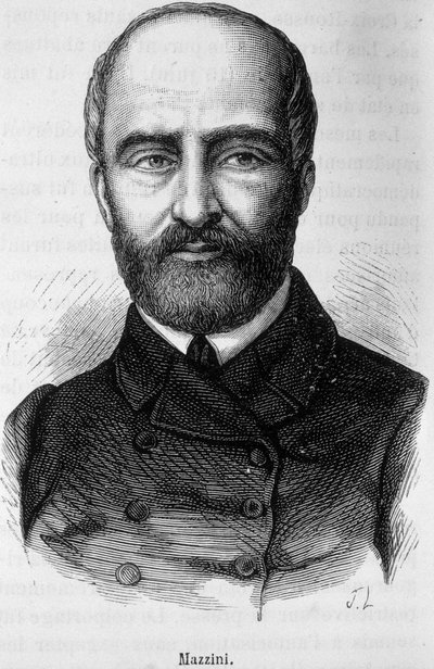 Portret van Giuseppe Mazzini, Italiaanse patriot en revolutionair (1805 of 1808 - 1872) door Unknown artist