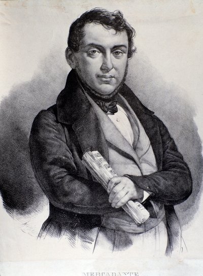 Portret van Giuseppe Saverio Mercadante (lithografie) door Unknown artist