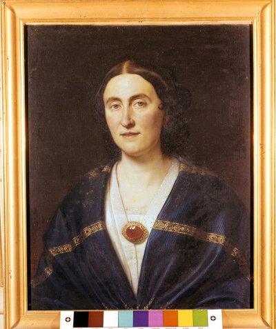 Portret van Giuseppina Strepponi (1815-1897), sopraan en vrouw van Giuseppe Verdi. Anoniem schilderij. Rond 1850. Sant