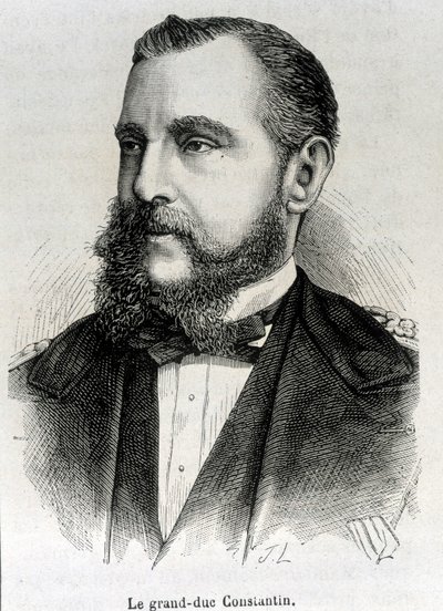 Portret van Groothertog Constantijn (1779 - 1831), Vicekoning van Polen. Gravure van het einde van de 19e eeuw in 