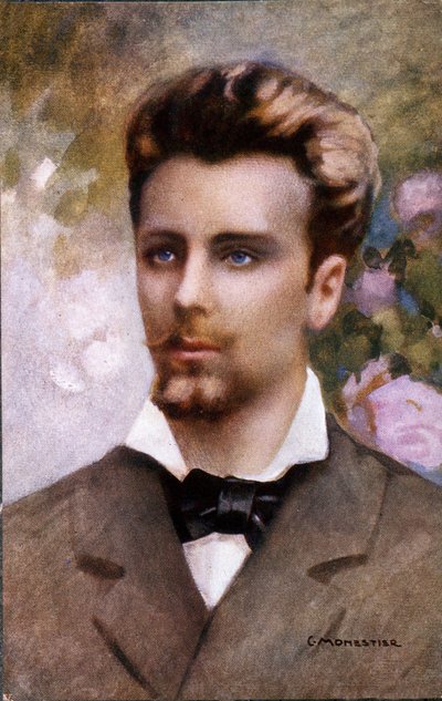Portret van Guglielmo Oberdan (1858-1882), ansichtkaart naar een schilderij van C. Monestier. door Unknown artist