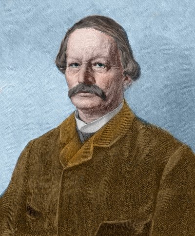 Portret van Gustav Freytag (1816-1895), Duitse schrijver. door Unknown artist