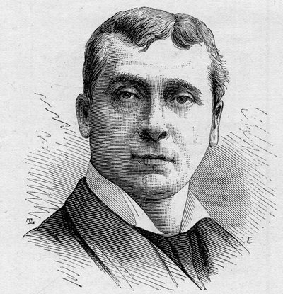 Portret van Gustave Worms (geb. 1836), Franse komiek, lid van de Comédie Française van 1858 tot 1900. Gravure in 