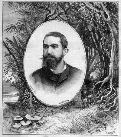 Portret van Henri Coudreau (1859-1899), professor in de geografie en ontdekkingsreiziger van de Amazone (Brazilië) - gravure in journal des voyages 1889 door Unknown artist