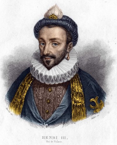 Portret van Hendrik III (1551 - 1589), koning van Frankrijk gravure 19e eeuw door Unknown artist