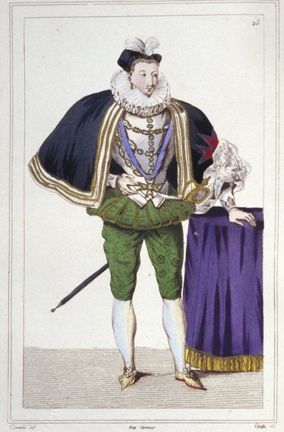 Portret van Hendrik III (1551 - 1589), koning van Frankrijk. Gravure uit 1830 door Unknown artist