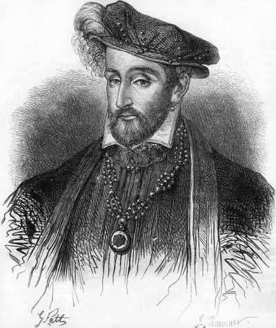 Portret van Hendrik II koning van Frankrijk (1519-1559), gravure uit de 19e eeuw. door Unknown artist
