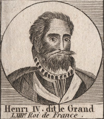 Portret van Hendrik IV (1553-1610), koning van Frankrijk - gravure uit 
