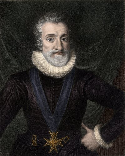 Portret van Hendrik IV (1553-1610) Koning van Frankrijk, met de ketting van de Orde van de Heilige Geest - gravure door Unknown artist