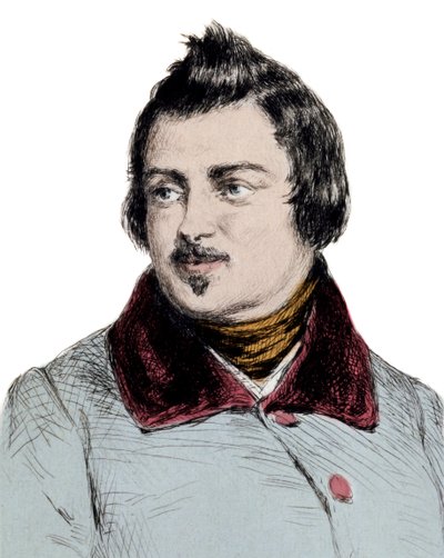 Portret van Honore de Balzac (1799-1850) Engelse schrijver (gravure) door Unknown artist