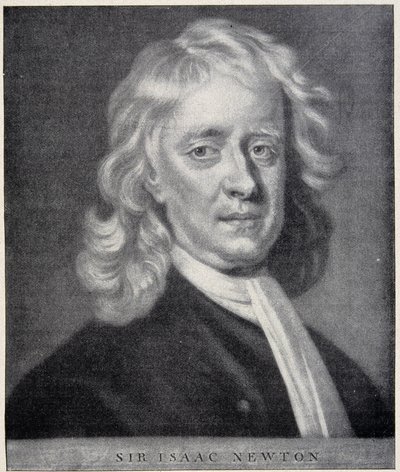 Portret van Isaac Newton dicht bij het origineel bewaard in het Berlijnse Observatorium. door Unknown artist