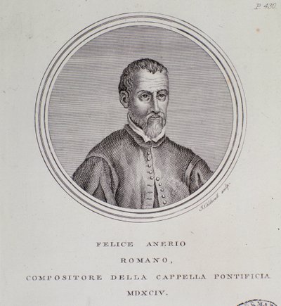 Portret van Italiaanse componist Felice Anerio door Unknown artist