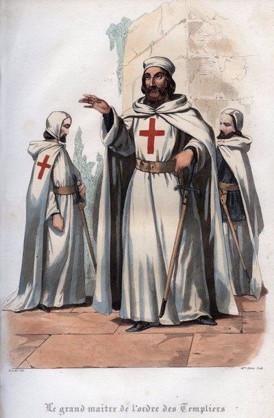 Portret van Jacques de Molay (1243-1314), grootmeester van de Tempeliers. Gravure uit 1842 in 