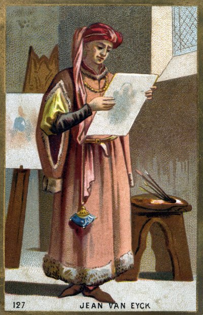 Portret van Jan Van Eyck (1390 -1441) Vlaamse schilder - hoofddeksel van een liripipion door Unknown artist