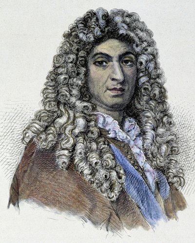 Portret van Jean Baptiste Lully (Giovanni Battista Lulli) (1632-1687) - gravure door Unknown artist