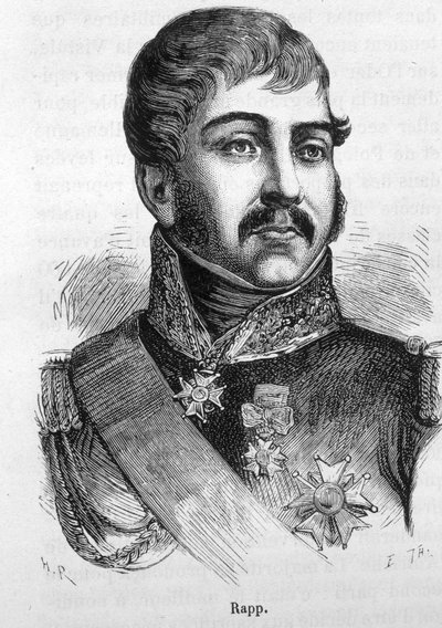 Portret van Jean Rapp (1772 - 1821). Gravure van het einde van de 19e eeuw in 