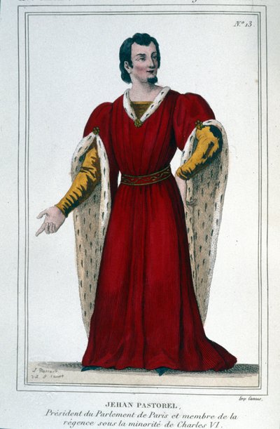 Portret van Jehan Pastorel, voorzitter van het Parlement van Parijs en lid van het regentschap onder de minderheid van Karel VI door Unknown artist