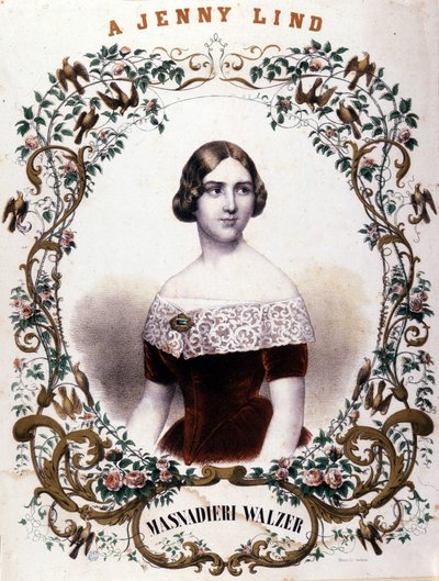 Portret van Jenny Lind (1820-1887), Zweedse zangeres. door Unknown artist