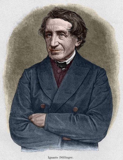 Portret van Johann Joseph Ignaz von Dollinger (1799 - 1890), Duitse priester en professor in de kerkgeschiedenis. Gravure uit de 19e eeuw door Unknown artist