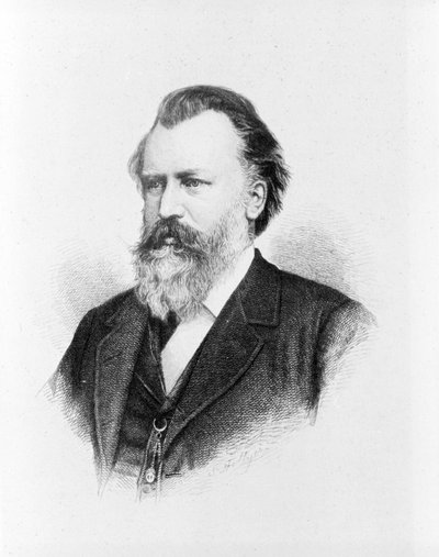 Portret van Johannes Brahms (1833 - 1897). door Unknown artist
