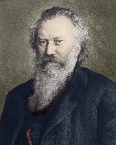 Portret van Johannes Brahms (1833 - 1897), Duitse componist, pianist en dirigent door Unknown artist
