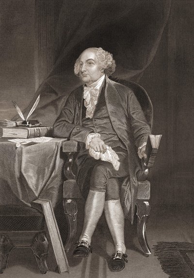 Portret van John Adams (1735-1826), Amerikaanse staatsman en tweede president van de Verenigde Staten. Gravure 19e eeuw. door Unknown artist