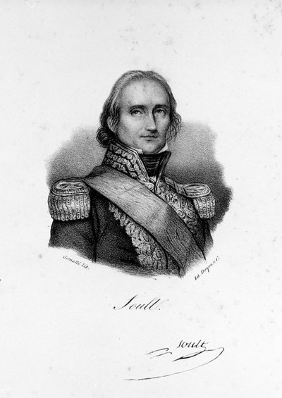 Portret van Jean-de-Dieu Nicolas Soult, Hertog van Dalmatië. Generaal en daarna Maarschalk van Frankrijk (1769 - 1851), gravure uit de 19e eeuw. door Unknown artist