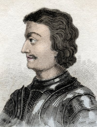 Portret van John van Schotland of John van Balliol (ca. 1248-ca. 1315), Koning van Schotland. Gravure uit de 19e eeuw. door Unknown artist