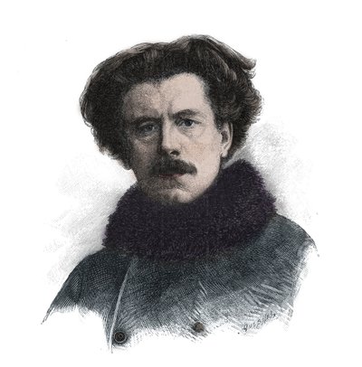 Portret van Joseph Auguste Maurice Rollinat (1846-1903), Engelse dichter - gravure door Unknown artist