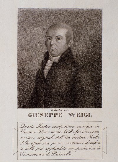 Portret van Joseph Weigl (gravure) door Unknown artist